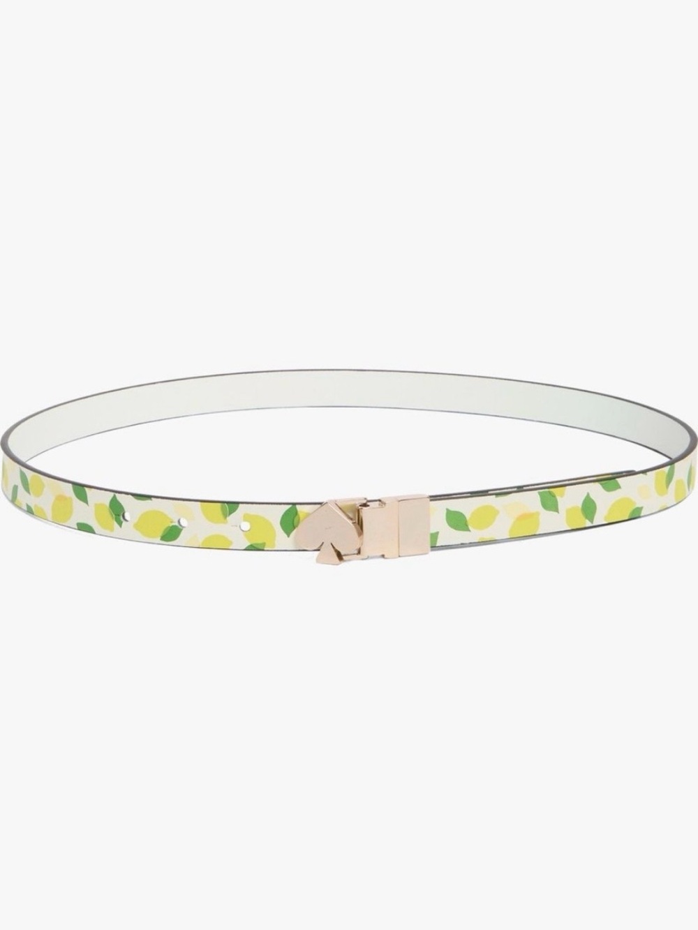 Kate Spade Twist Reversible Leather Belt Lemon Print White Spade Buckle, NWT